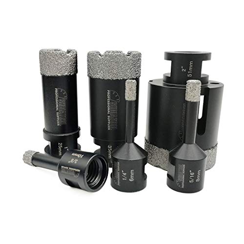 SHDIATOOL 6PCS Diamond Core Drill Bits Set for Porcelain Tile Granite Marble Stone Brick Vacuum Brazed Hole Saws 06 08 10 25 35 51mm