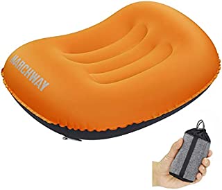 MARCHWAY Ultralight Compact Inflatable Camping Pillow, Soft Compressible Portable Travel Air Pillow for Outdoor Camp, Sport, Hiking, Backpacking Night Sleep and Car Airplane Lumbar Support (Orange)