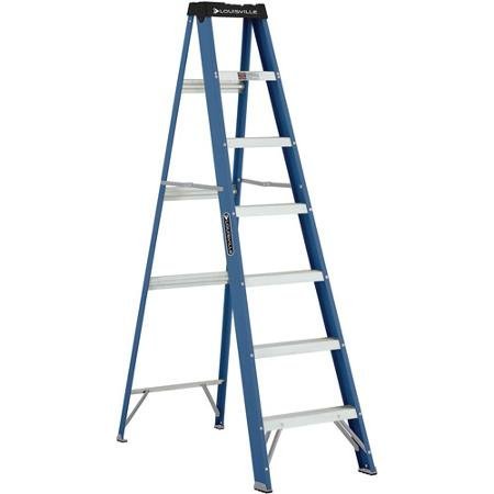 Louisville Ladder 7' Fiberglass Ladder with Pinch resistant spreader brace