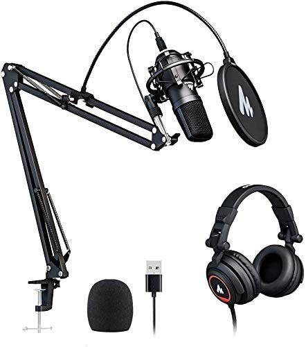 USB Microphone with Studio Headphone Set 192kHz/24 bit MAONO AU-A04H Vocal Condenser Cardioid Podcast Mic Compatible with Mac and Windows, YouTube, Gaming, Livestreaming, Voice Over