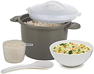 Progressive International PS-96GY Set Microwave Rice Cooker, 4 Piece, Gray