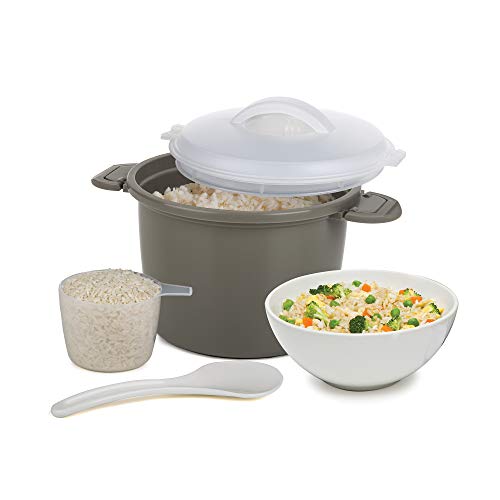 Progressive International PS-96GY Set Microwave Rice Cooker, 4 Piece, Gray