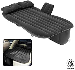 VaygWay Inflatable Car Air Mattress  Air Bed with Pump Kit  Back Seat Travel Air Mattress  Camping Vacation Blow up Bed - Sleeping Pad with 2 Pillows - Universal Car SUV Truck Fit