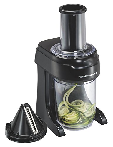 Hamilton Beach 3-in-1 Electric Vegetable Spiralizer & Slicer With 3 Cutting Cones for Veggie Spaghetti, Linguine, and Ribbons, 6-Cups, Black (70930)