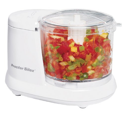 Proctor Silex Durable Mini 1.5 Cup Food Processor & Vegetable Chopper for Dicing, Mincing & Puree, White (72500RY)