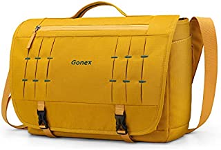 Gonex Messenger Bag Satchel 15 Inch Laptop Shoulder Bags Handbag Briefcase for Men Women for School Work Travel Business College Outdoor Yellow