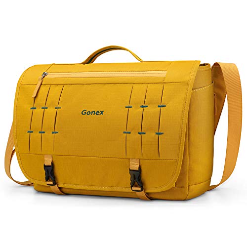 Gonex Messenger Bag Satchel 15 Inch Laptop Shoulder Bags Handbag Briefcase for Men Women for School Work Travel Business College Outdoor Yellow