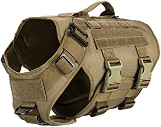 ICEFANG Tactical K9 Operation Harness,Working Dog MOLLE Vest,Hook and Loop Panel for ID Military Morale Badge Patch,Bar-tacked Reinforced Handle,No Pulling Front Clip (L (28