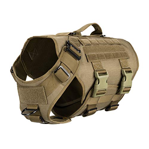 ICEFANG Tactical K9 Operation Harness,Working Dog MOLLE Vest,Hook and Loop Panel for ID Military Morale Badge Patch,Bar-tacked Reinforced Handle,No Pulling Front Clip (L (28