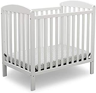 Delta Children Emery Mini Convertible Baby Crib with 2.75-inch Mattress, Bianca White