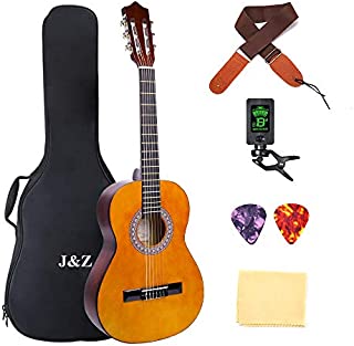 Beginner Guitar Acoustic Classical Guitar 3/4 Junior Size 36 inch Kids Child Student Guitar 6 Nylon Strings Guitar Starter Kits with Waterproof Bag Guitar Clip Tuner Strap Picks Wipe