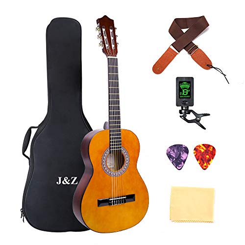 Beginner Guitar Acoustic Classical Guitar 3/4 Junior Size 36 inch Kids Child Student Guitar 6 Nylon Strings Guitar Starter Kits with Waterproof Bag Guitar Clip Tuner Strap Picks Wipe