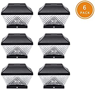 NOMA Solar Post Lights | Waterproof Outdoor Cap Lights for 4 x 4 Wooden Posts, Deck, Patio Garden Décor or Fence | Warm White LED Lights, 6-Pack