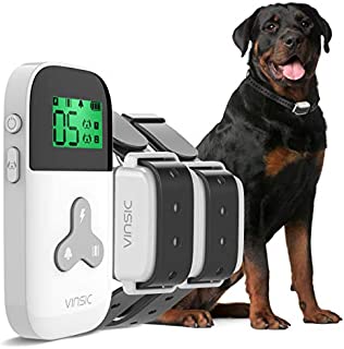 VINSIC Dog Shock Collars with Remote for 2 Dogs, Rainproof Dog Training Collars with LCD Display, Up to 1000Ft Remote Range, Rainproof Bark Collar for Small Big Dog