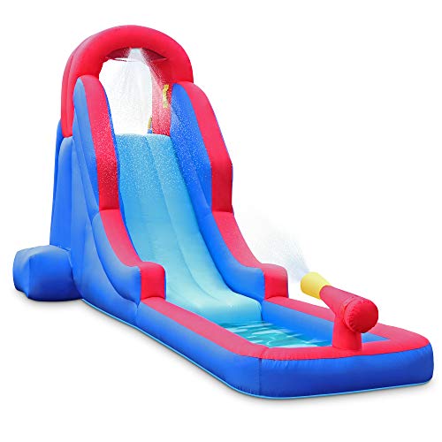 Deluxe Inflatable Water Slide Park  Heavy-Duty Nylon for Outdoor Fun - Climbing Wall, Slide, & Small Splash Pool  Easy to Set Up & Inflate with Included Air Pump & Carrying Case