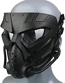 Original Creation Tactical Anti-fog Airsoft Mask with Clear Lens Protective Full Face mask Dual Mode Wearing Design Adjustable Strap for Airsoft Paintball Cosplay Costume Party (Black transparent )