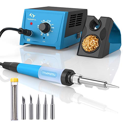 Soldering Station, 65W Tilswall Solder Station Welding Iron with Smart Temperature Control (392°F-896°F), Extra 5pcs Soldering Tips, Built-in Transformer, Ideal for School Lab, Hobby, Electronics