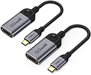 USB C to HDMI Adapter 4K Cable,QGeeM USB 3.1 Type-C to HDMI Adapter Thunderbolt 3 Compatible with MacBook Pro 2018 Ipad Pro,Galaxy S9/S10,Surface Book 2,Dell XPS,Pixelbook HDMI to Type C2 Pack