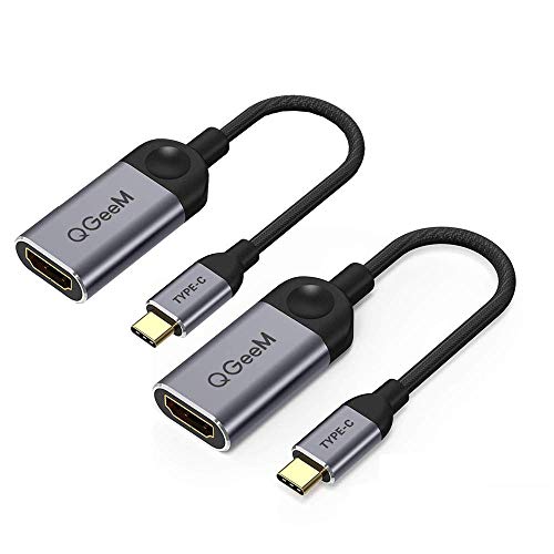 USB C to HDMI Adapter 4K Cable,QGeeM USB 3.1 Type-C to HDMI Adapter Thunderbolt 3 Compatible with MacBook Pro 2018 Ipad Pro,Galaxy S9/S10,Surface Book 2,Dell XPS,Pixelbook HDMI to Type C2 Pack