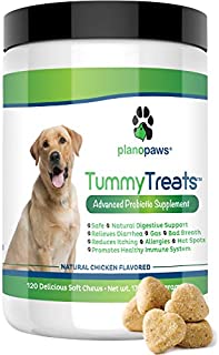 Tummy Treats - Probiotics for Dogs - Safe All Natural Dog Allergy Medicine - Dog Breath Treats - Helps Hot Spots - Yeast Infection - Constipation - Diarrhea - 120 Count - Probiotic & Digestive Enzymes