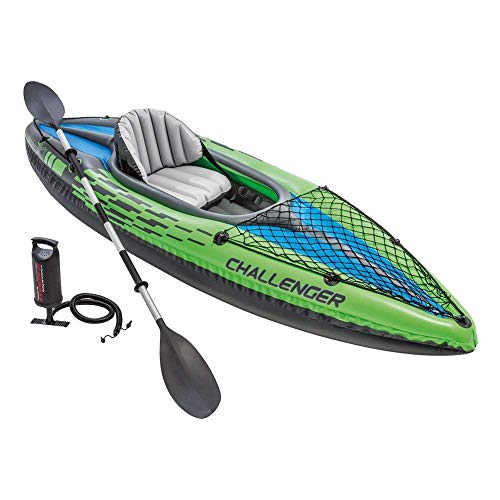 Intex Challenger K1 Kayak, 1-Person Inflatable Kayak Set with Aluminum Oars and High Output Air Pump