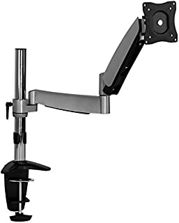 Mount-It! Single Monitor Arm Desk Mount | Gas Spring Monitor Arm | Full Motion Articulating Height Adjustable Stand | Fits 21 22 23 24 27 Inch VESA Compatible Computer Screen | Clamp and Grommet Base