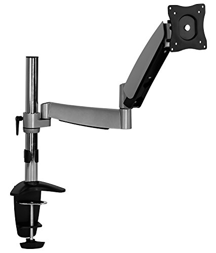 Mount-It! Single Monitor Arm Desk Mount | Gas Spring Monitor Arm | Full Motion Articulating Height Adjustable Stand | Fits 21 22 23 24 27 Inch VESA Compatible Computer Screen | Clamp and Grommet Base