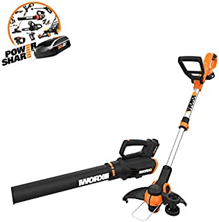 WORX Cordless String Trimmer and Blower WG929.1 Combo, 20V 2 batteries, Grass Weed Edger