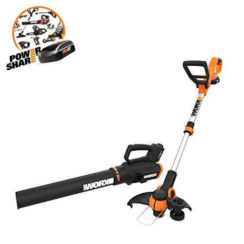 WORX Cordless String Trimmer and Blower WG929.1 Combo, 20V 2 batteries, Grass Weed Edger