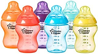 Tommee Tippee Closer to Nature Fiesta Baby Feeding Bottles, Anti-Colic, Slow Flow, BPA-Free - 9 Ounces, Multi-colored, 6 Pack