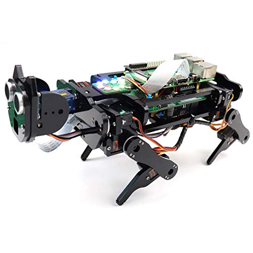 Freenove Robot Dog Kit for Raspberry Pi 4 B 3 B+ B A+, Walking, Self Balancing, Ball Tracing, Face Recognition, Live Video, Ultrasonic Ranging, Camera Servo Wireless RC