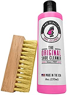 Pink Miracle Shoe Cleaner Kit 8 Oz. Bottle Fabric Cleaner for Leather, Whites, and Nubuck Sneakers