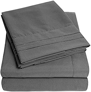 1500 Supreme Collection Extra Soft King Sheets Set, Gray - Luxury Bed Sheets Set with Deep Pocket Wrinkle Free Hypoallergenic Bedding, Over 40 Colors, King Size, Gray