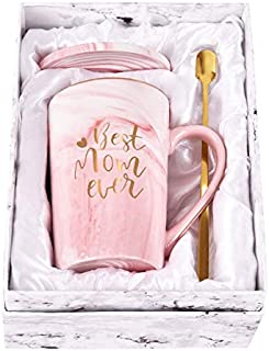 Best Mom Ever Coffee Mug Mom Mother Gifts Novelty Gifts for Mom from Daughter Son Women Mom Gifts for Mom Mother Printing with Gold 14Oz with Exquisite Box Packing Spoon