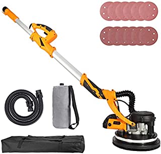 Orion Motor Tech Swivel Head Extendable Adjustable Speed 850W Drywall Sander with Integrated Vacuum System, 5-Speed LED High Visibility Wall Grinding Machine and 12 Sanding Disks