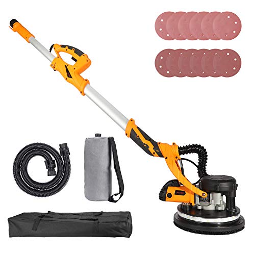 Orion Motor Tech Swivel Head Extendable Adjustable Speed 850W Drywall Sander with Integrated Vacuum System, 5-Speed LED High Visibility Wall Grinding Machine and 12 Sanding Disks