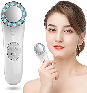 Facial Massager - 7 in 1 Face Cleaner Lifting Machine - High Frequency Machine - Promote Face Cream Absorption - LED Blue & Red Light Wave - Lift & Firm Tighten Skin Wrinkles - Skin Care Tools