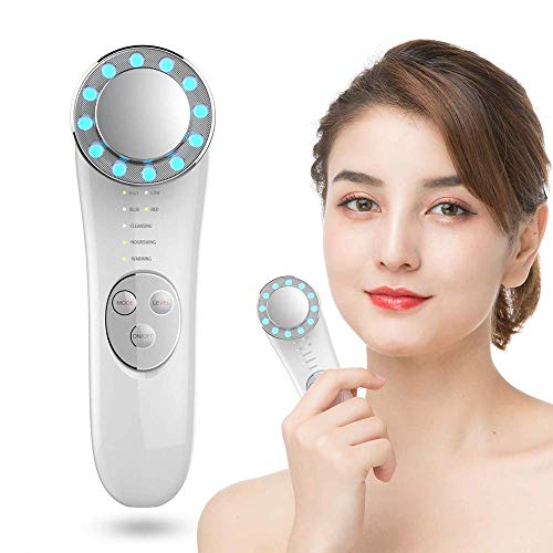 Facial Massager - 7 in 1 Face Cleaner Lifting Machine - High Frequency Machine - Promote Face Cream Absorption - LED Blue & Red Light Wave - Lift & Firm Tighten Skin Wrinkles - Skin Care Tools