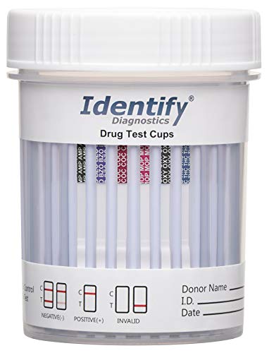 5 Pack Identify Diagnostics 6 Panel Drug Test Cup - Testing Instantly for 6 Different Drugs THC, OXY, MOP, COC, BZO, AMP ID-CP6 (5)