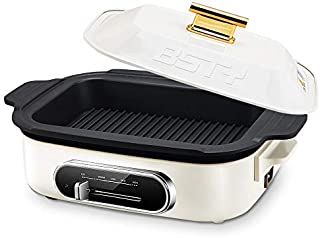 BSTY 6-in-1 Electric Multifunction Griddle with 4 Temperatures Control, Nonstick Electric Skillet Clean Easily & Heat Preservation, 1200W Electric Frying Pan with Removable Pan Used for Fire & Oven