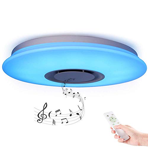 19.7-inch Premium Ceiling Light with Bluetooth Speaker 36W, Dimmable 95-265V Modern Smart Home Party Light, Control The Light Colors, Brightness and Music via Your Phone APP (Remote Includes)