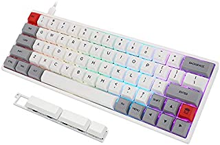 gk64x gk64 kailh Silent red Brown Switch hot swappable Switch Custom Mechanical Keyboard RGB Switch LEDs Type c Split spacebar (GK64x White Case+Grey Keycap+Silent Brown)