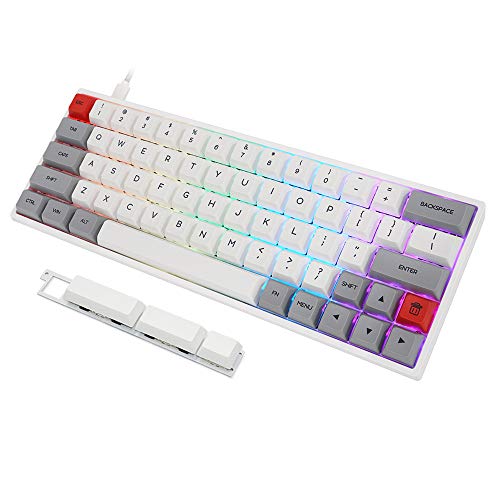 gk64x gk64 kailh Silent red Brown Switch hot swappable Switch Custom Mechanical Keyboard RGB Switch LEDs Type c Split spacebar (GK64x White Case+Grey Keycap+Silent Brown)