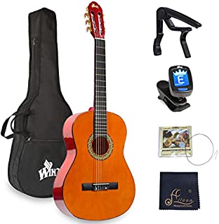 WINZZ 39 Inches Classical Guitar Full Size Beginner Acoustic with Bag Capo Tuner Strings