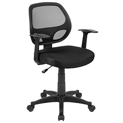 Flash Furniture Mid-Back Black Mesh Swivel Ergonomic Task Office Chair with T-Arms - Desk Chair