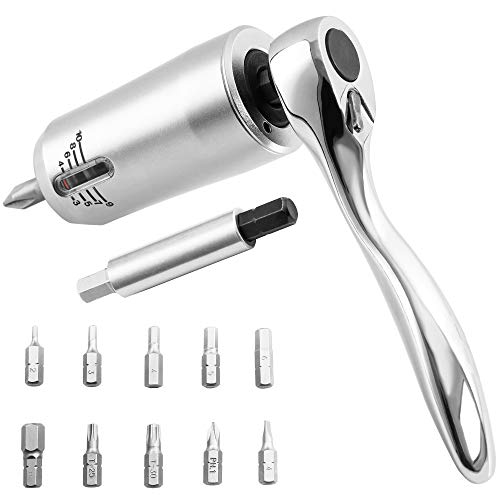 CyclingDeal Mini Bike Bicycle Ratchet Multitool Repair Set - Torque Wrench Allen Key Kit 3-10Nm - Small Adjustable