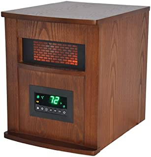 LIFE SMART LifeSmart 6 Element Quartz w/Wood Cabinet and Remote Large Room Infrared Heater, Brown