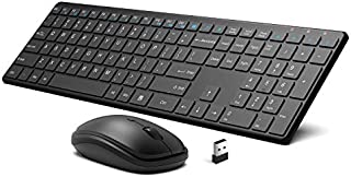 Wireless Keyboard and Mouse Combo, WisFox 2.4G Full-Size Slim Thin Wireless Keyboard Mouse for Windows, Computer, Desktop, PC, Laptop Mac