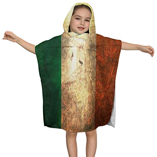 N A Hooded Bath Towels for Kids Girls Boys Vintage Retro Ireland Flag Microfiber Soft Bathroom Towel Wrap Baby Toddler Beach Pool Swim Bathing Towels Absorbent Bathrobes Cover Up Cape