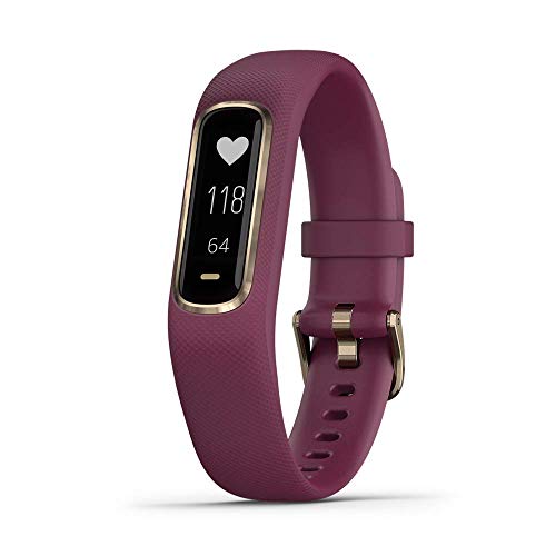 Garmin vívosmart 4, Activity and Fitness Tracker w/Pulse Ox and Heart Rate Monitor, Gold w/Berry Band (Renewed)